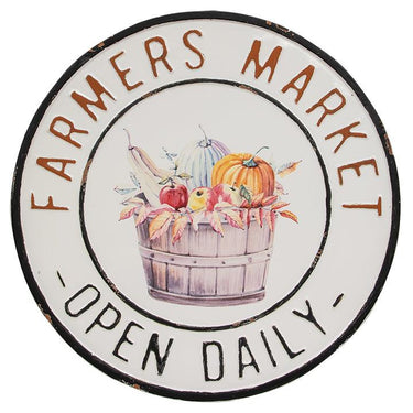Farmer's Market Open Daily Round Metal Sign - The Fox Decor